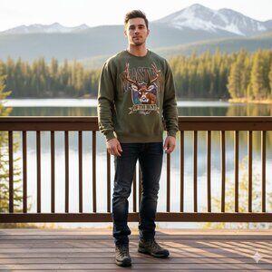 NWT American Outdoors Men 2XL Graphic Sweatshirt Green Cotton Soft Cozy